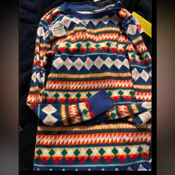 Geo Fair Isle Match The Fam Patterned Pajama Set Sleepover Contrast Stitch Bands - Picture 3 of 13